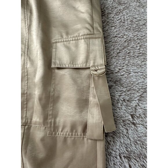 Michael Kors Satin Utility Cargo Pants Women’s Sz L Khaki pull on New - Picture 7 of 16
